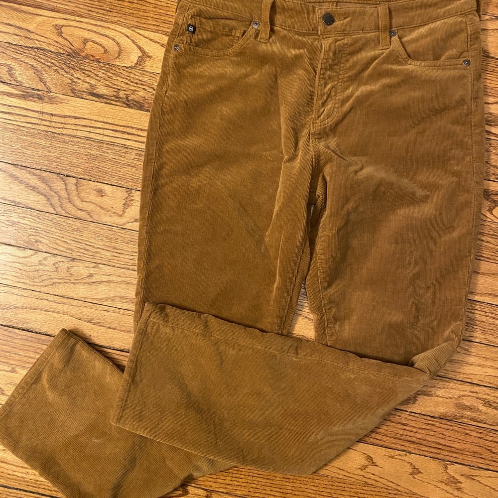 AG mari high rise slim straight corduroy brown cognac 31